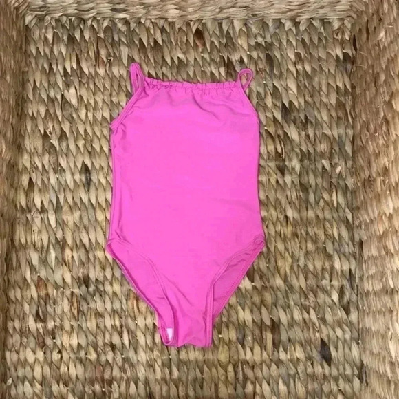 Girls Size 4 Swimsuits Green Striped & Pink One Piece Swimsuit. New Without Tags - Picture 2 of 3